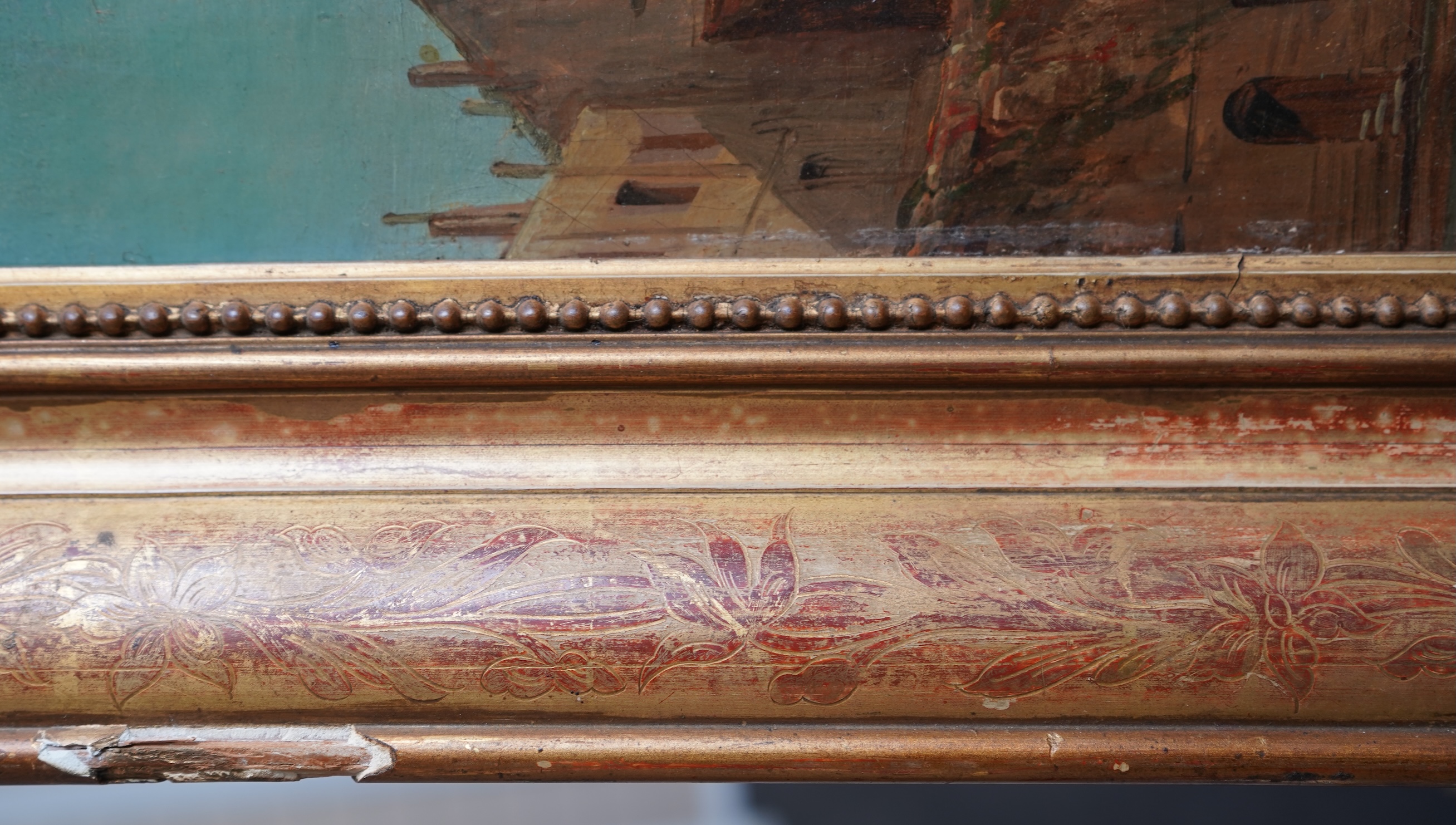 Attributed to Alexandre Defaux, French 1826-1900, Venetian canal with gondolas